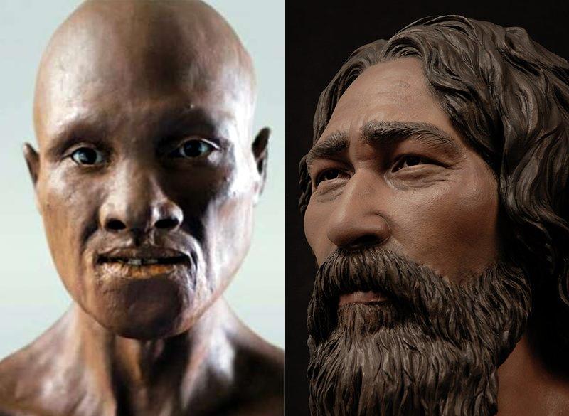 Facial reconstructions of the Oase I individual (L), and the Kennewick man (R). Image courtesies: The Smithsonian Magazine (http://thumbs.media.smithsonianmag.com//filer/51/9f/519fea8a-a215-48fe-ba09-fae09a0bb3e3/kennewick-hero.jpg__800x600_q85_crop.jpg), Dons Maps (http://donsmaps.com/romaniancaveskull.html)