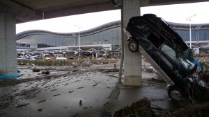 The parking lot of the Sendai airport immediately following the tsunami. © Roberto De Vido/TucsonSentinel.com